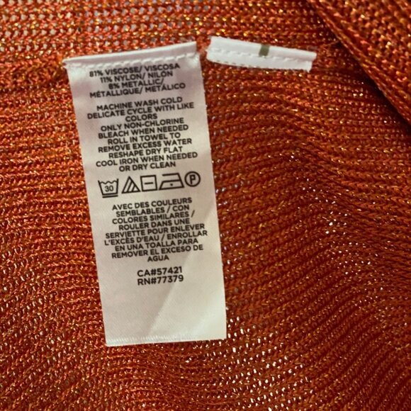 Ann Taylor Metallic Sparkle Open-Front Cardigan – Orange – SZ L - Picture 6 of 6